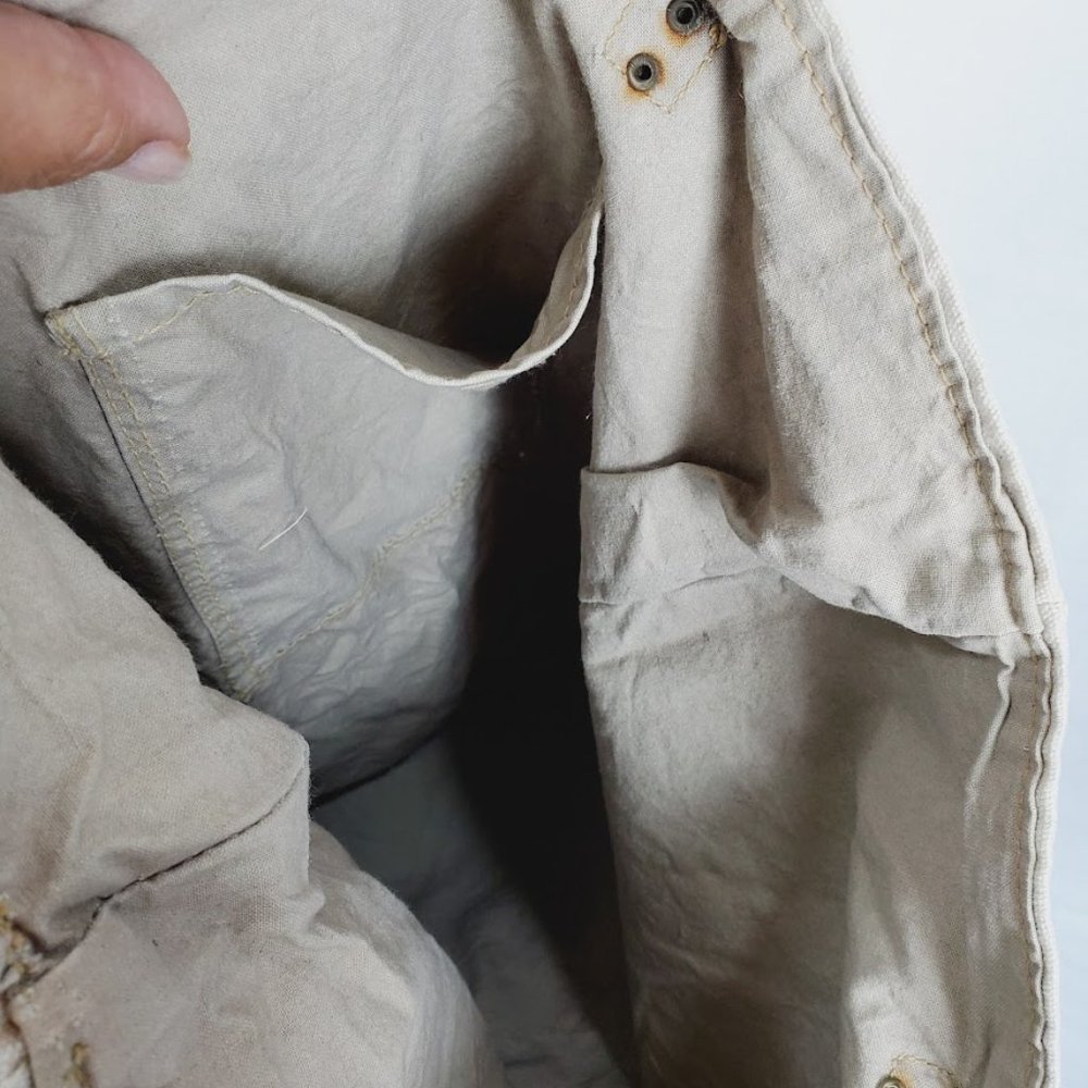 Upcycled Canvas and Leather Tote Bag Hand Made Typography - Picture 4 of 5